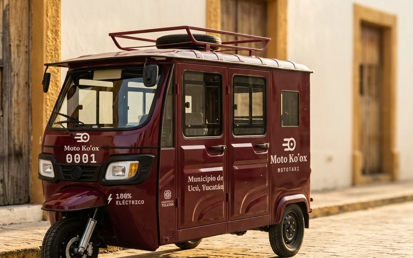 Moto Ko'ox unidad 0001 en una calle de Yucatán